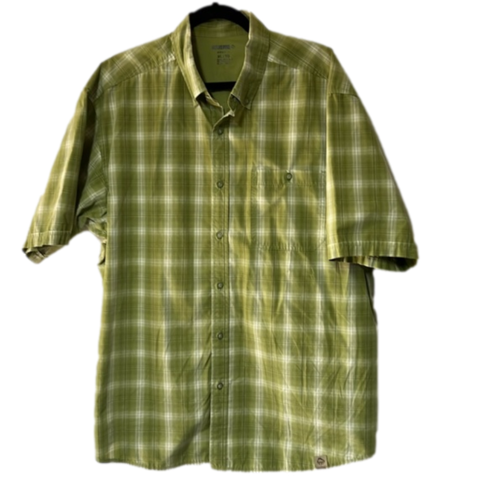 Men’s Wolverine button up Shirt short sleeve‎ PCWick size XL green shirt